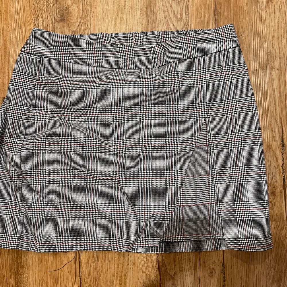 Black and red plaid mini skirt